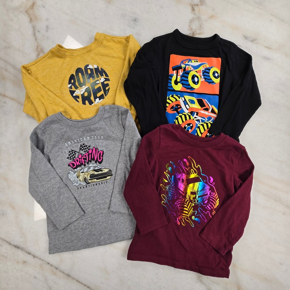 Mixed Brand Graphic T-Shirt Bundle Toddler 2T Multicolor Monster Truck Racing